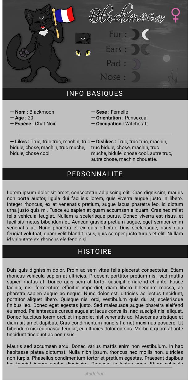 Présentation Personnage, par Aadelrun