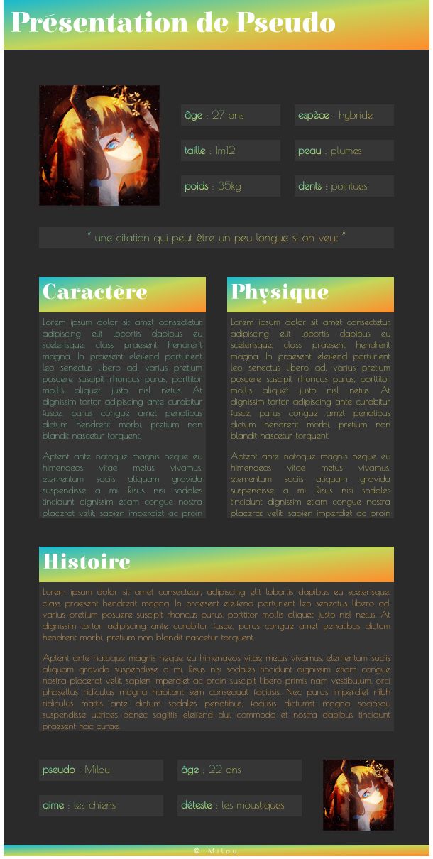 Fancy black [fiche de présentation], par Milou