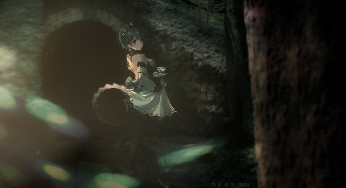 Rem dans la forêt, par Zukki