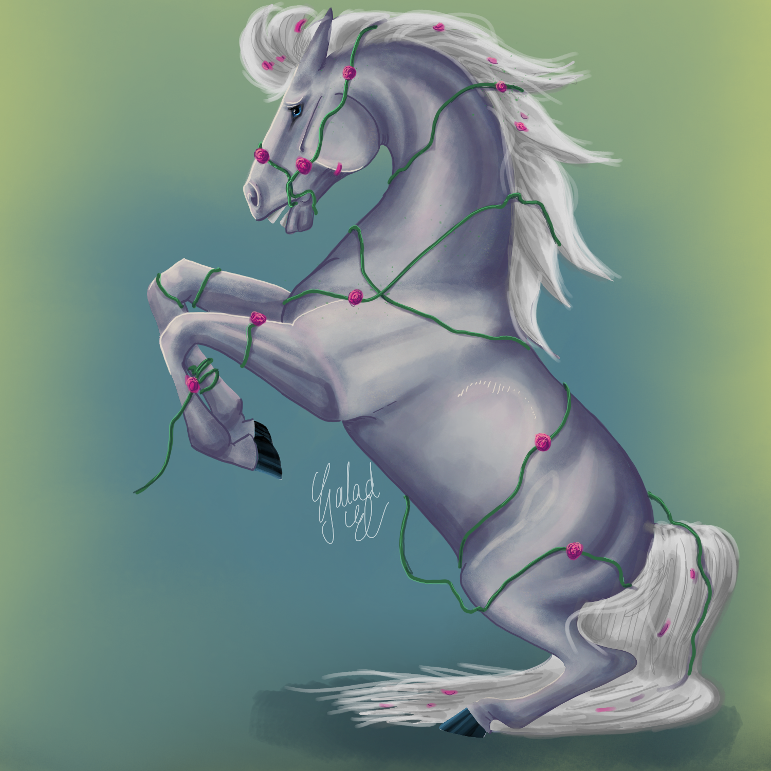 Le cheval à la rose, par Galad-El
