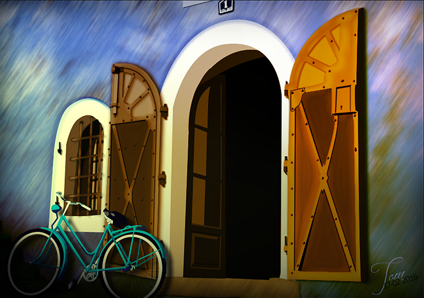 Bicyclette bleue, par Tamara