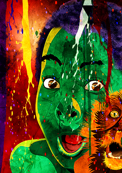 Petit garçon coquin et son singe, par Tamara