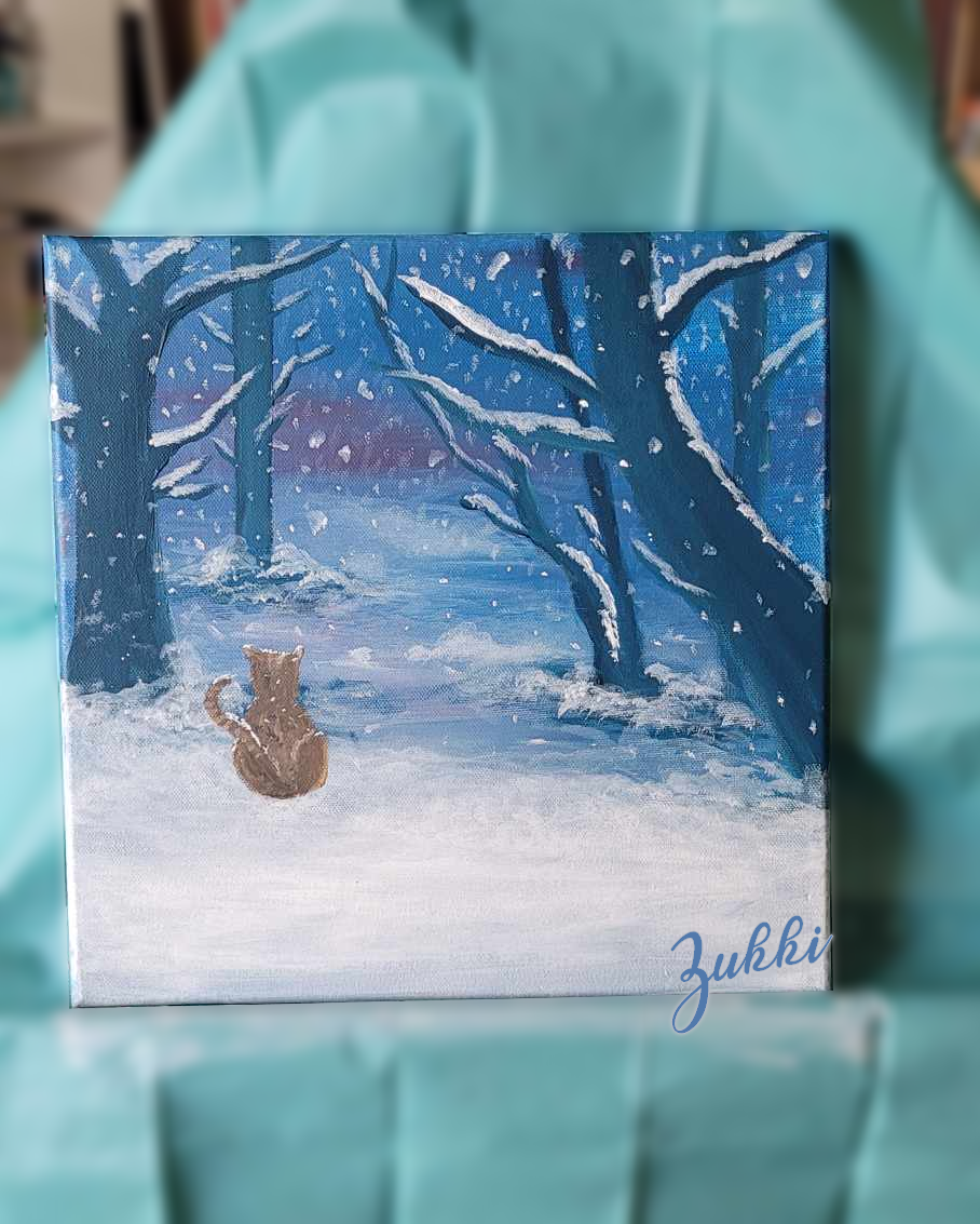 Un chat sous la neige, par Zukki