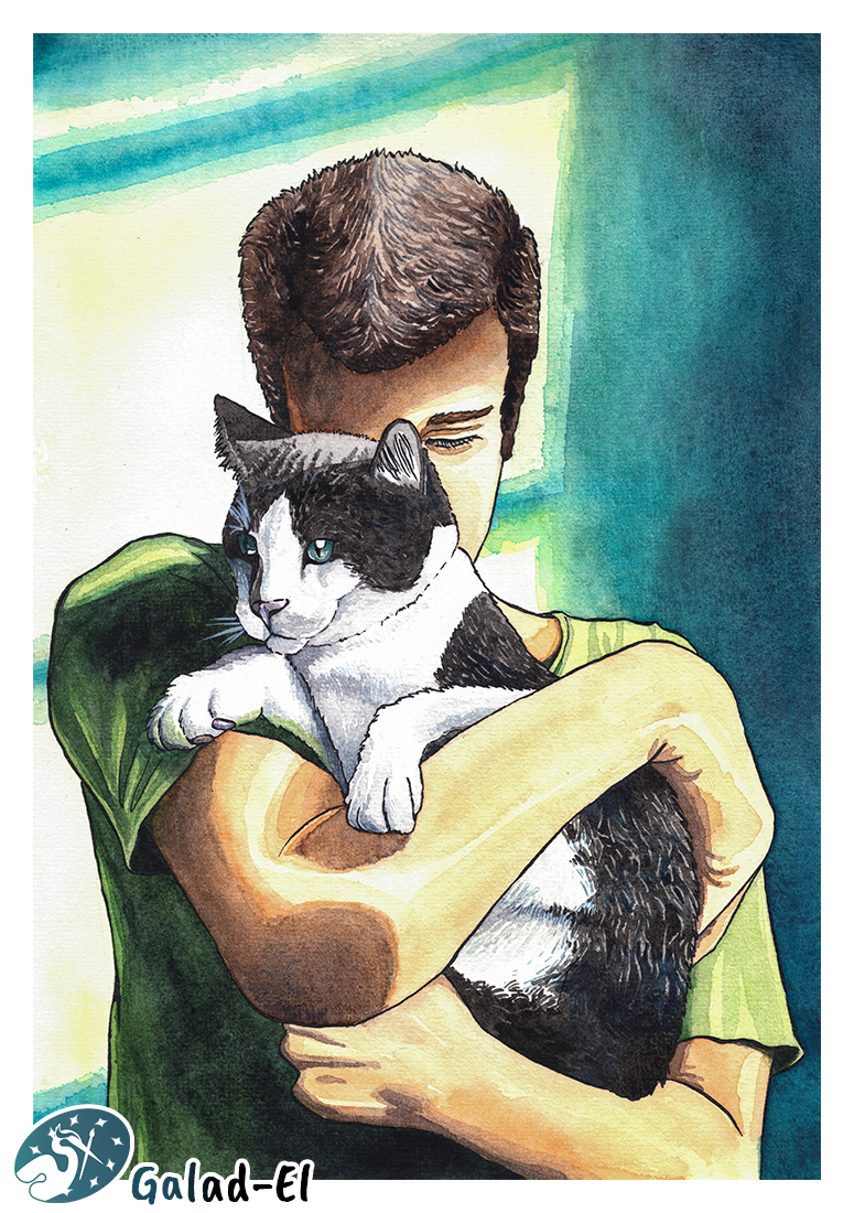 Un chat et son maitre, par Galad-El
