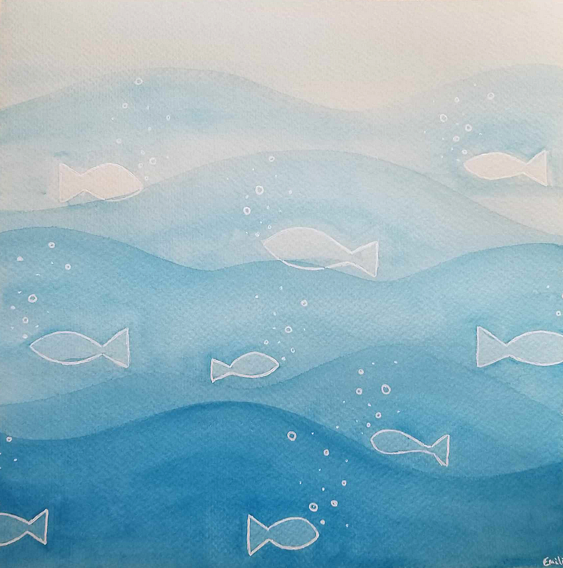 Les petits poissons dans l'eau, par Milou