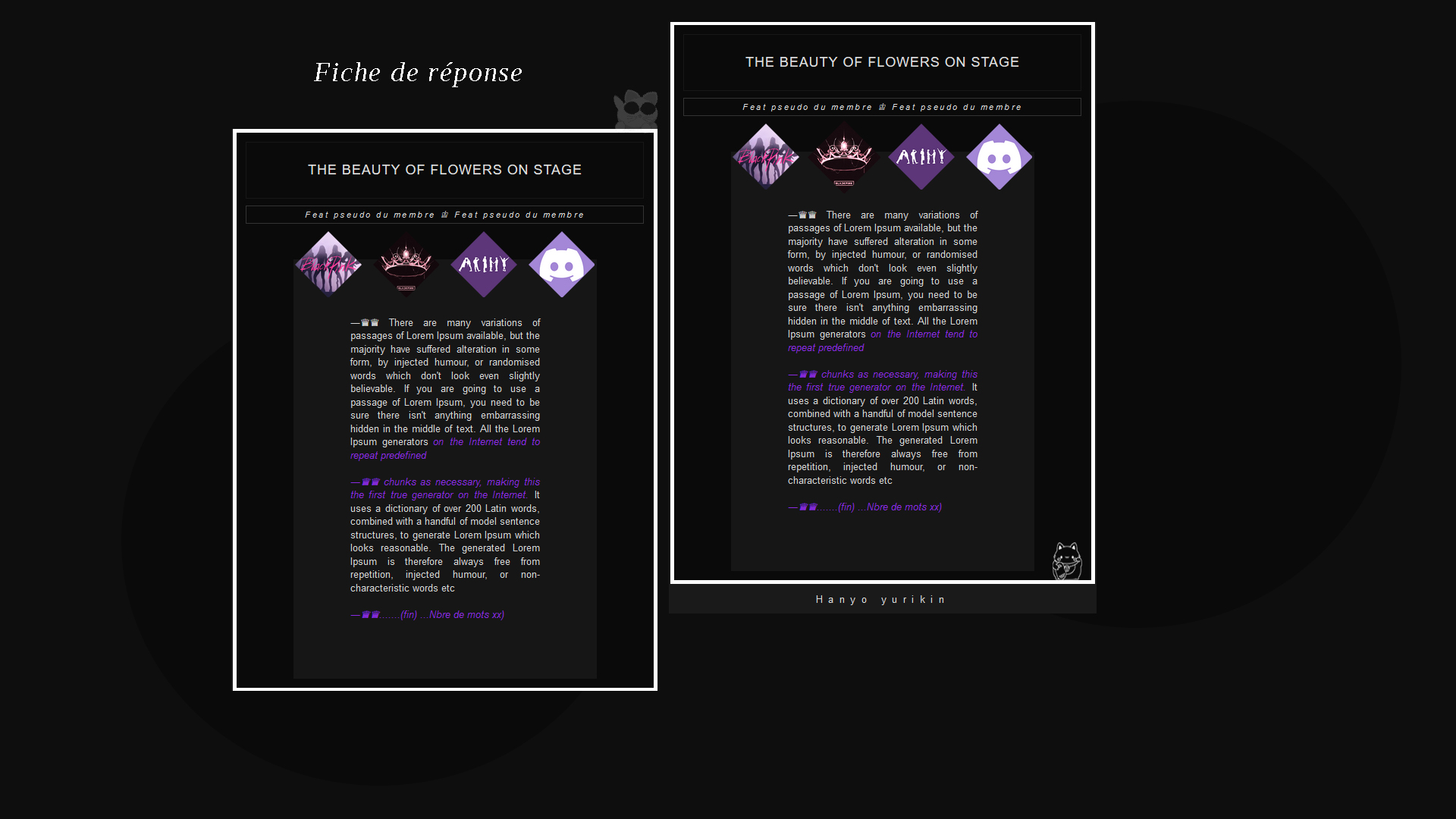 The Beauty of Flowers on Stage, par Hanyo yurikin