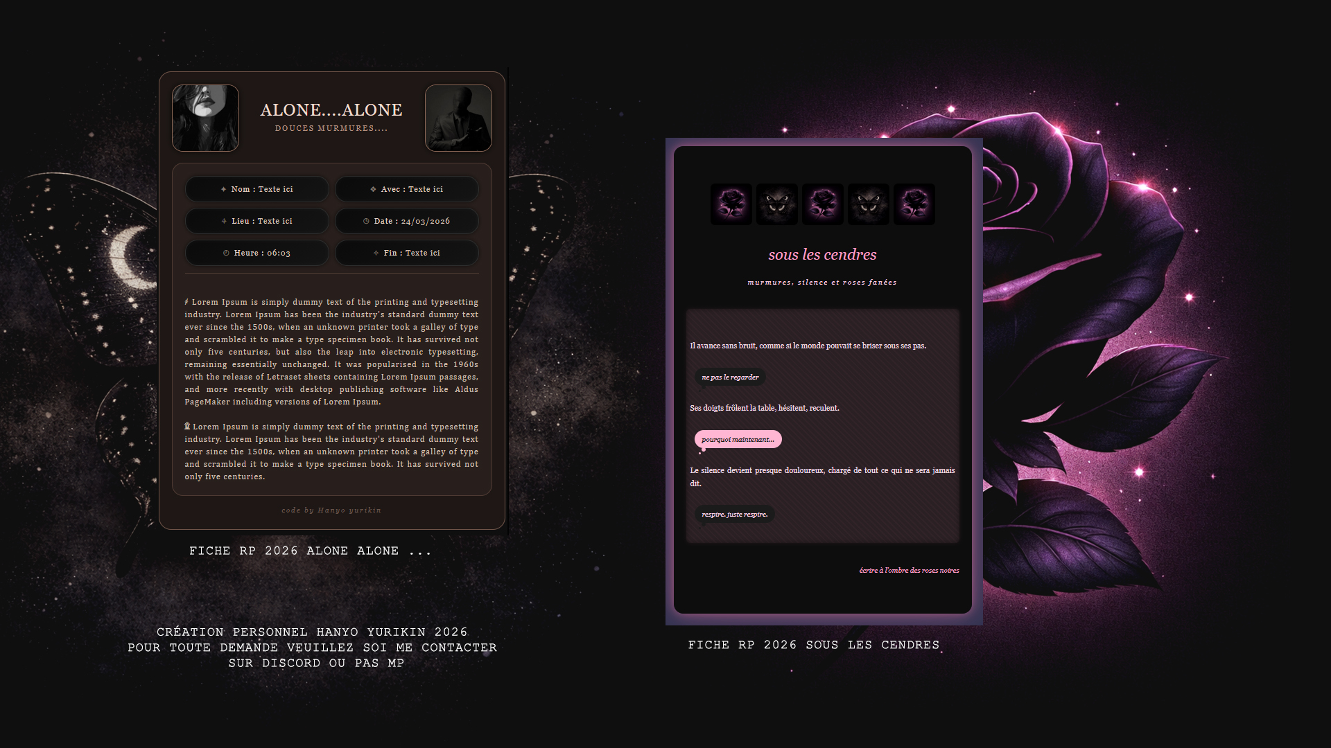 Deux fiches rp Darkness, par Hanyo yurikin