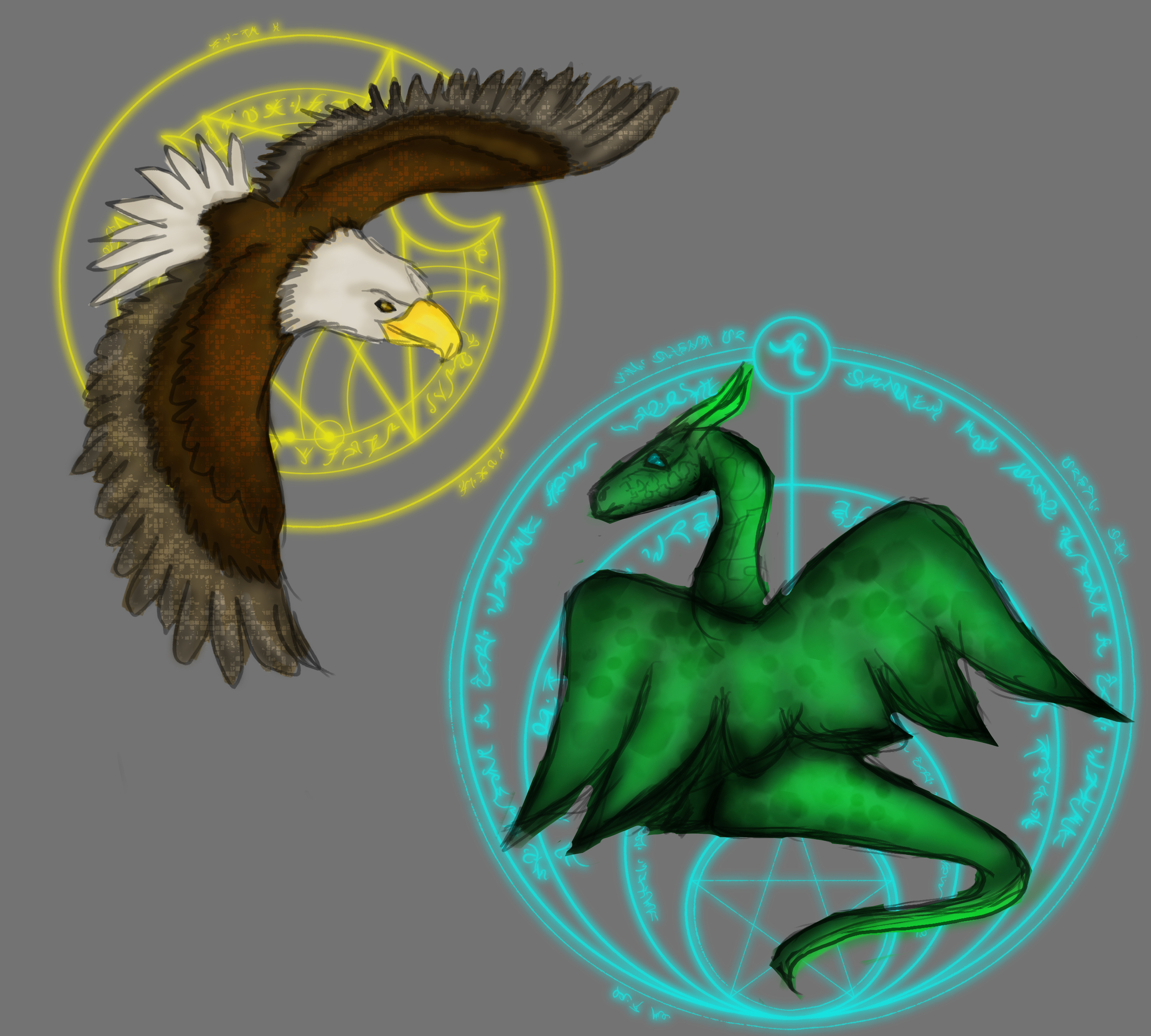 Sketch Aigle / Dragon, par Naha