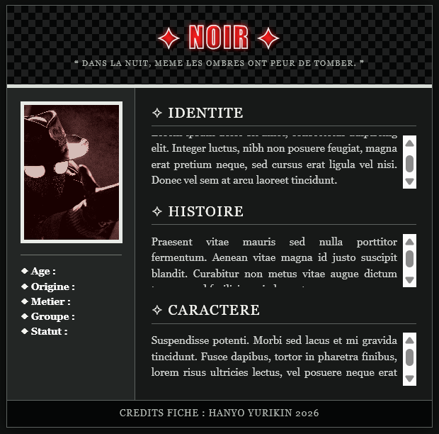 Fiche RPG ( Noir ), par Hanyo yurikin