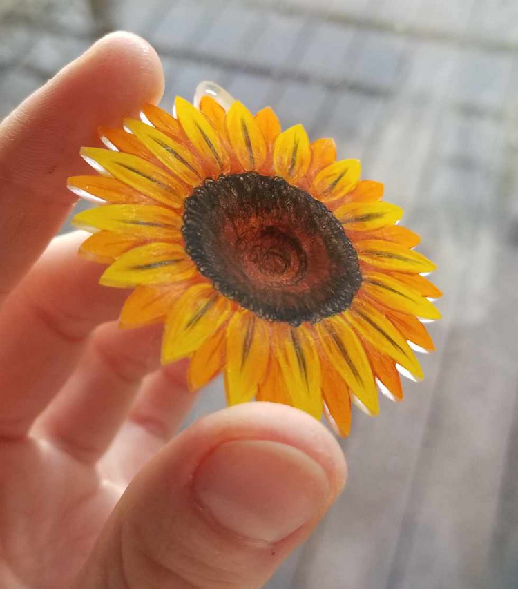 Porte-clé tournesol, par Milou