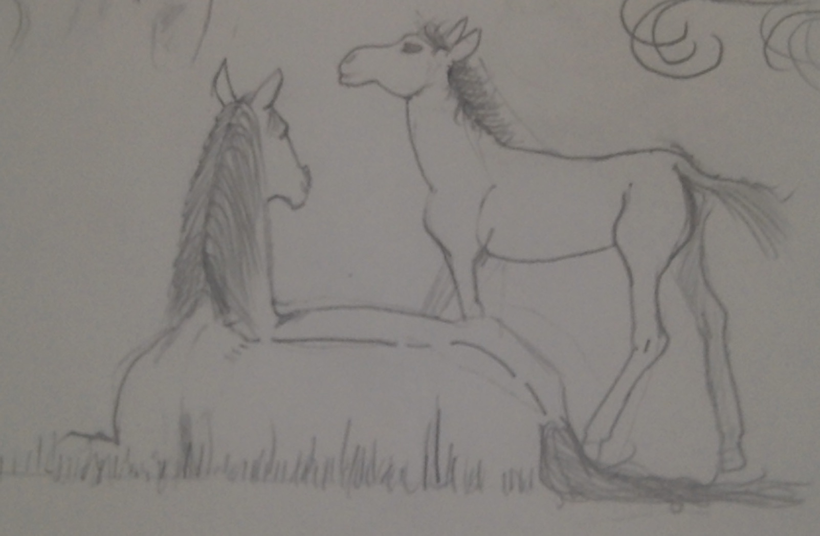 Une jument et son poulain, par Saso