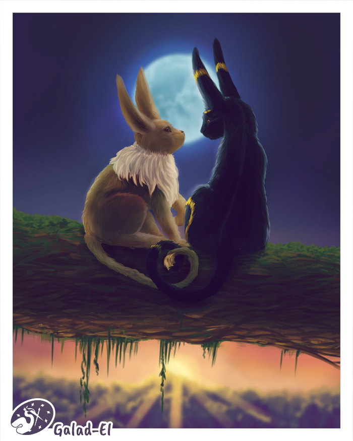 Evoli & Noctali, par Galad-El
