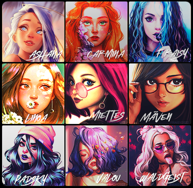 Pack de 9 avatars pour les membres de PÔS, par Fraisy Sarcasm