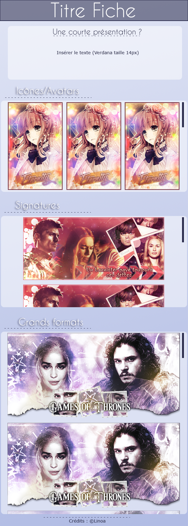 Maquette de fiche, par Linoa