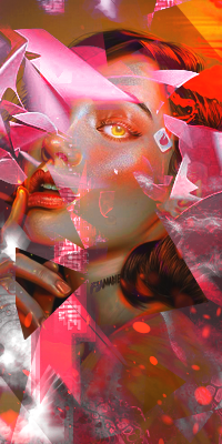 [Libre-service] Femme - Design géométrique - Couleurs Ambre et Rose, par Zukki