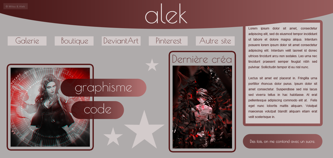 Maquette fiche Alek [commande], par Milou