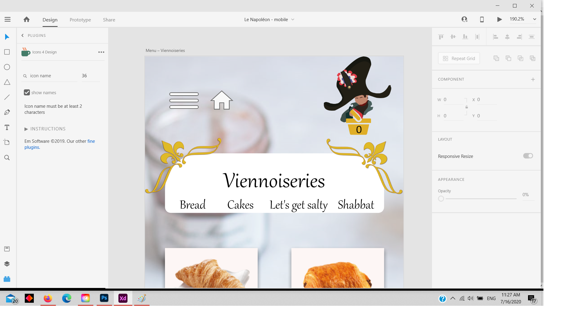 Boulangerie App design 1.9, par AnarælXIII