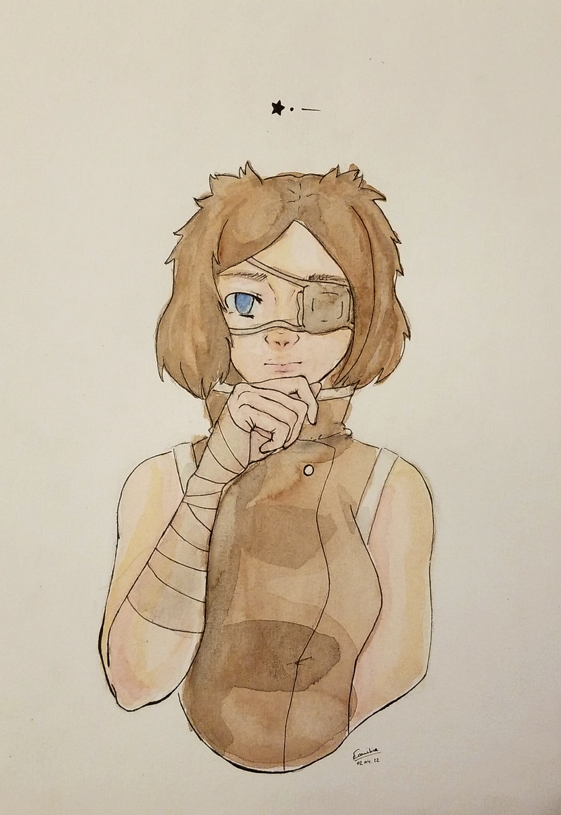 Essai d'aquarelle sobre, par Milou